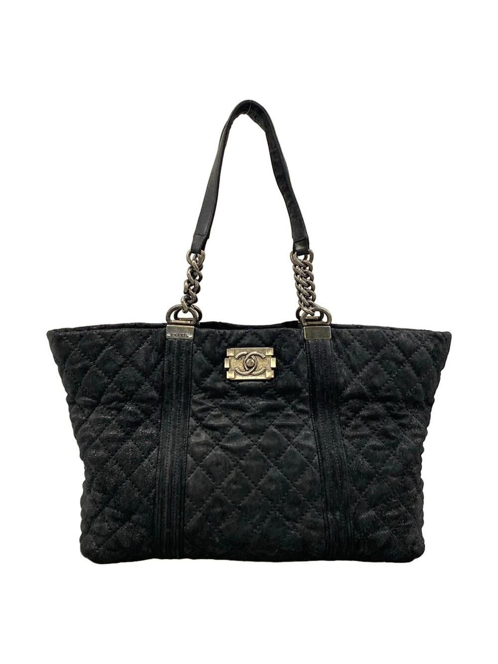 Chanel Boy Black Sparkling Leather Tote #375284C24B